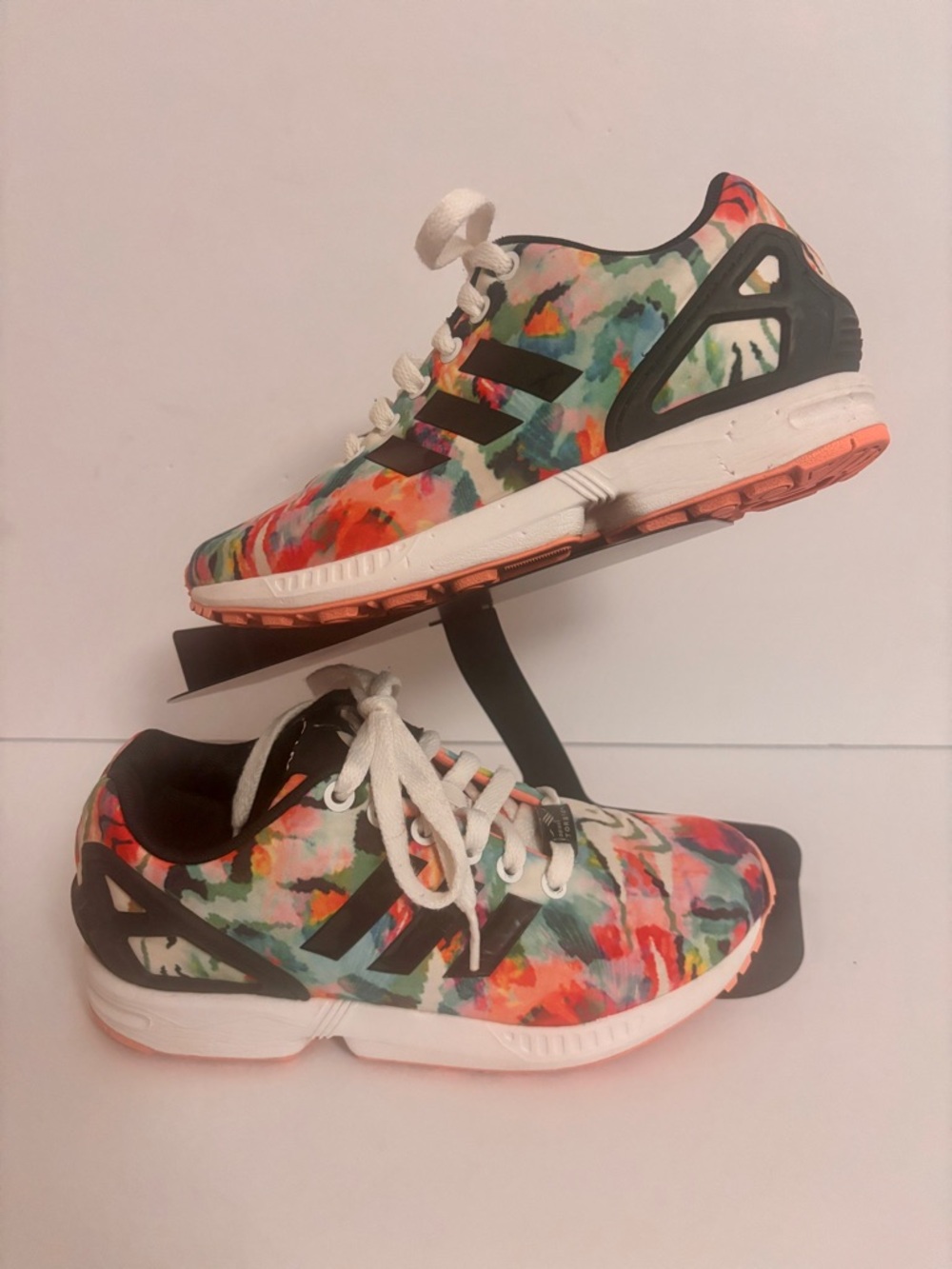 Adidas Multicolor Floral-Pattern Athletic Sneakers with Black Accents W5.5
